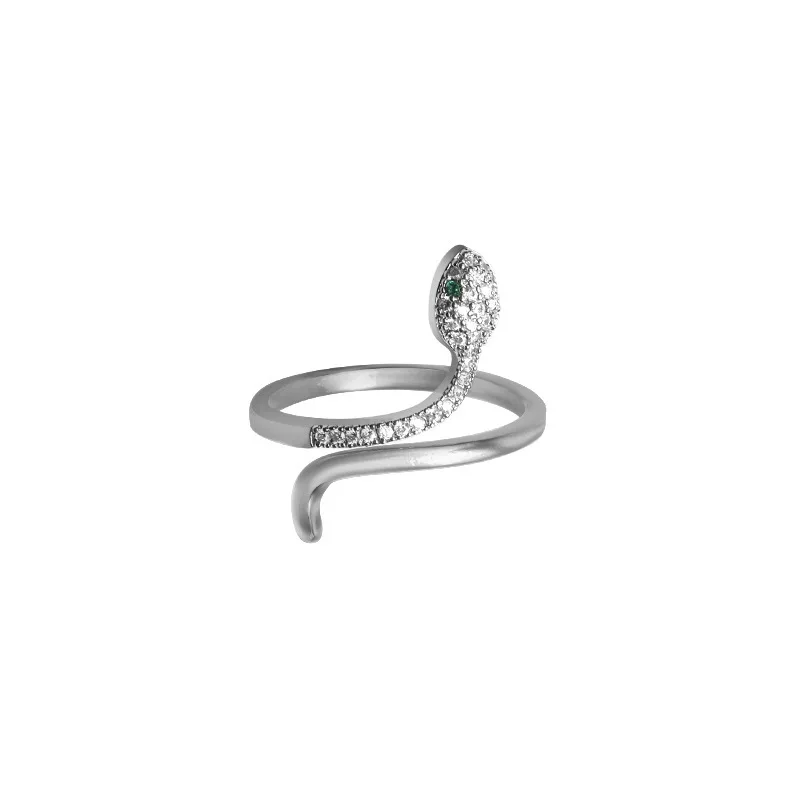 VENTFILLE 925 Sterling Silver Diamond Studded Snake Ring For Women Gift Zodiac Year Irregular Trendy Jewelry Dropshipping