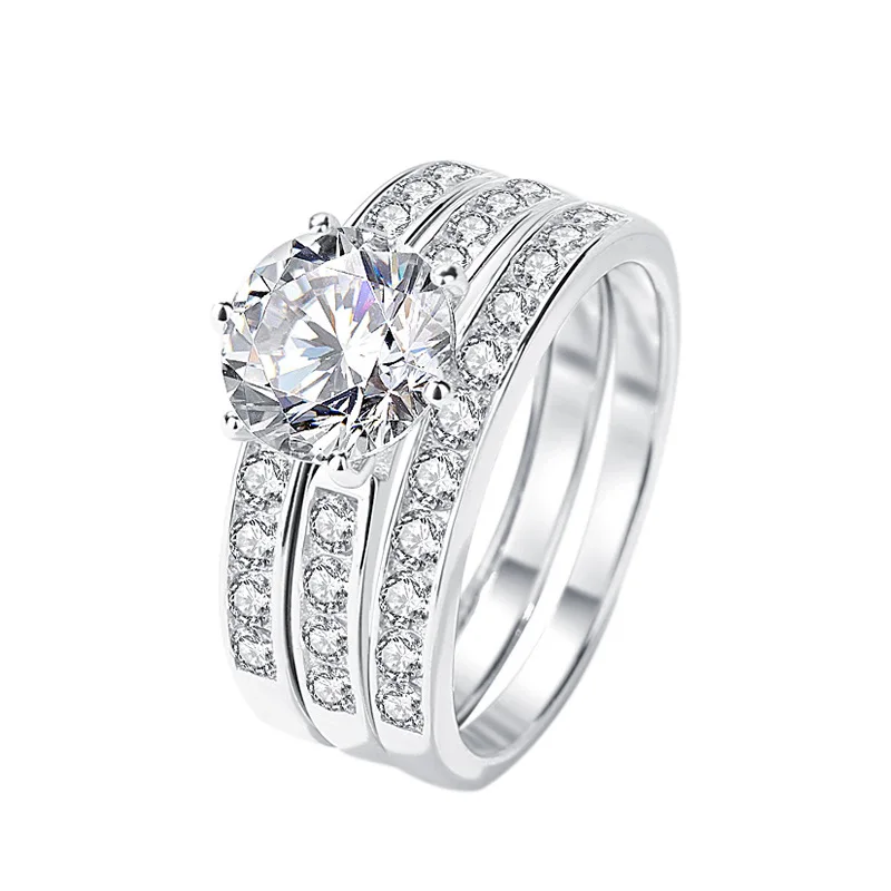 Real 2CT Glittering Certified Moissanite Diamond Ring Set For Women Gift Real 925 Sterling Silver Hot Sale Wedding Fine Jewelry