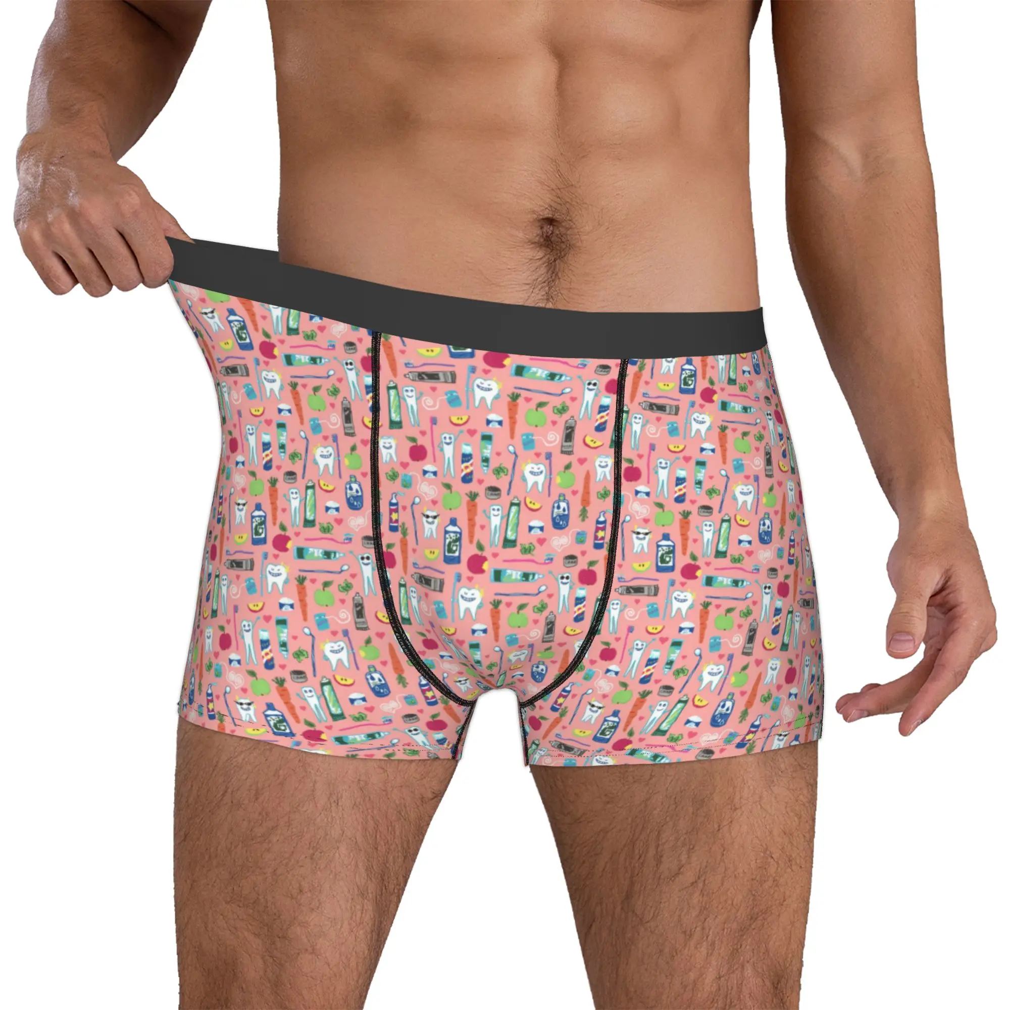 Cute Cartoon Smiling Teeth Dental Underwear Men Print  Boxer Shorts Panties Briefs Soft Underpants