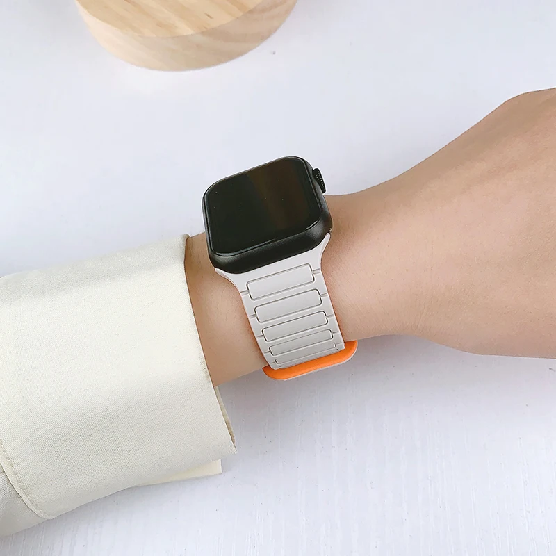 Correa magnética para Apple Watch, correas de silicona de 46mm, 44mm, 45mm, 40mm, 42mm y 41mm, serie IWatch 11, 10, SE, 9, 8, 7, 6, 5, 4, 3