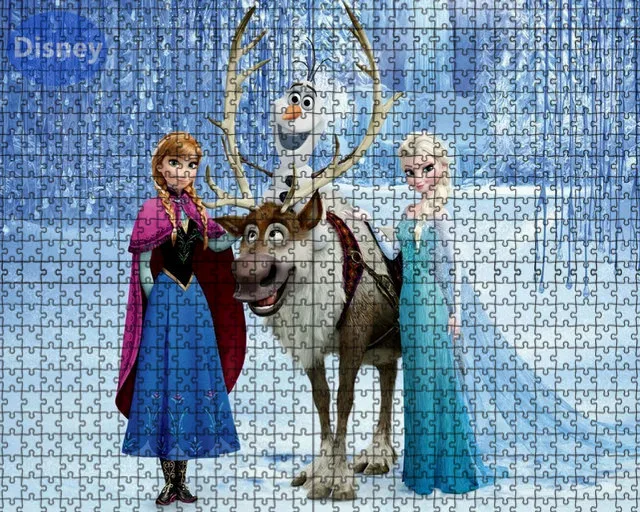 Disney Ice and Snow Encounter Elsa and Princess Anna 1000 Piece Puzzle Game Children\'s Brainstorming Puzzle Game Holiday Gift