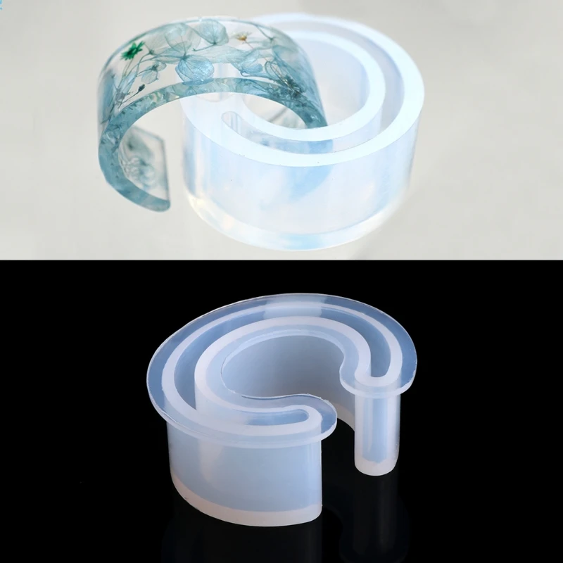 2022 New Open Cuff Silicone Mold Jewelry Making Bracelet Bangle Mould For Resin Flower DIY