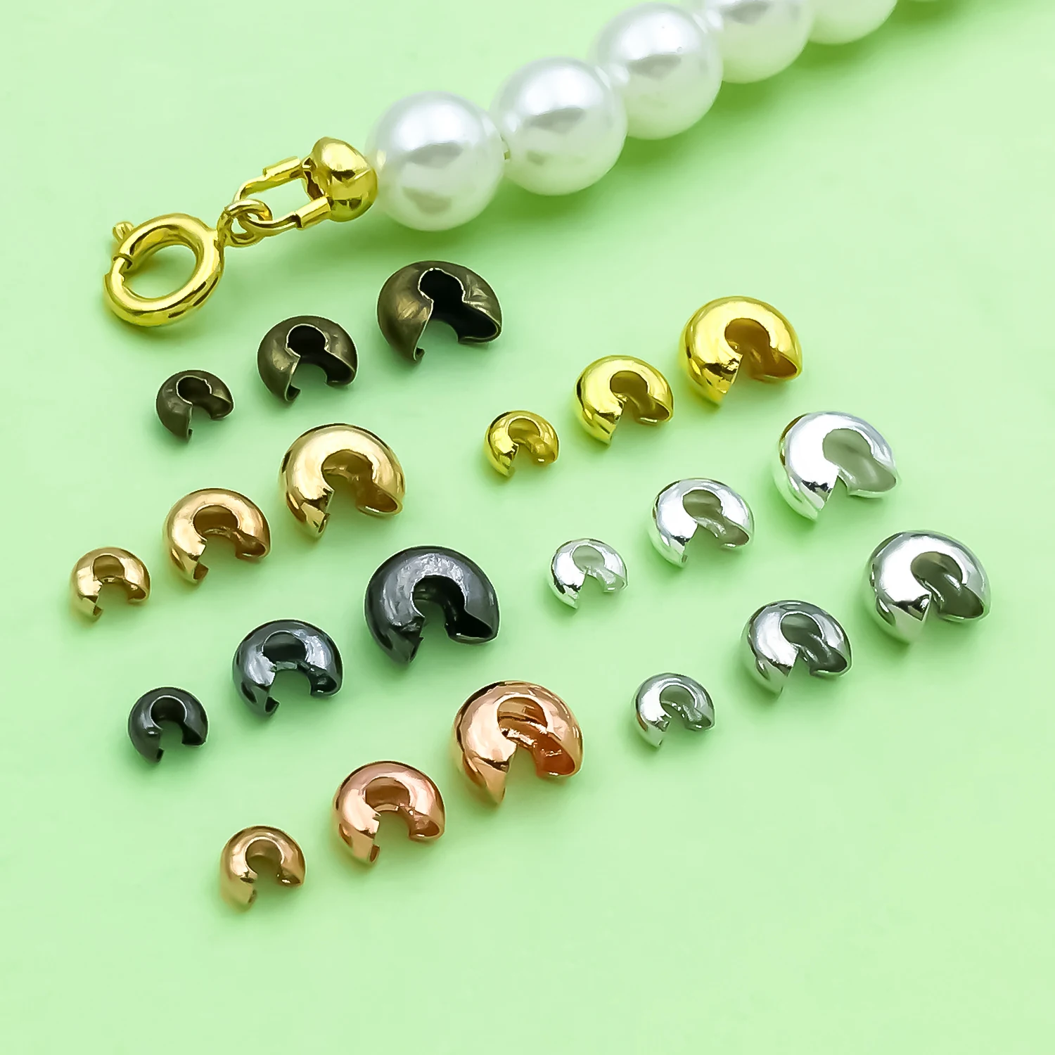 100pcs Multicolor C‑Shape Metal Wire Protector Crimp Cover Beads For Handmade Necklace Bracelet Cord DIY Jewelry Accessories