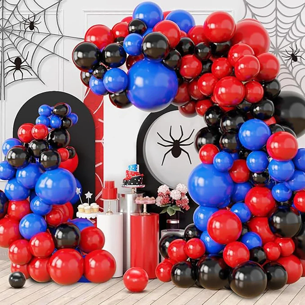 114pcs Red Black Blue Latex Balloons Garland Arch Kit for Kids Spider Hero Theme Birthday Party Decoration Spidy Globos Supplies - view 6