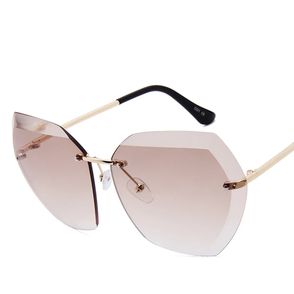 MUSELIFE Rimless Women's Sunglasses Fashion Gradient Lenses Sun Glasses Lady Vintage Alloy Legs Classic Designer Shades UV400