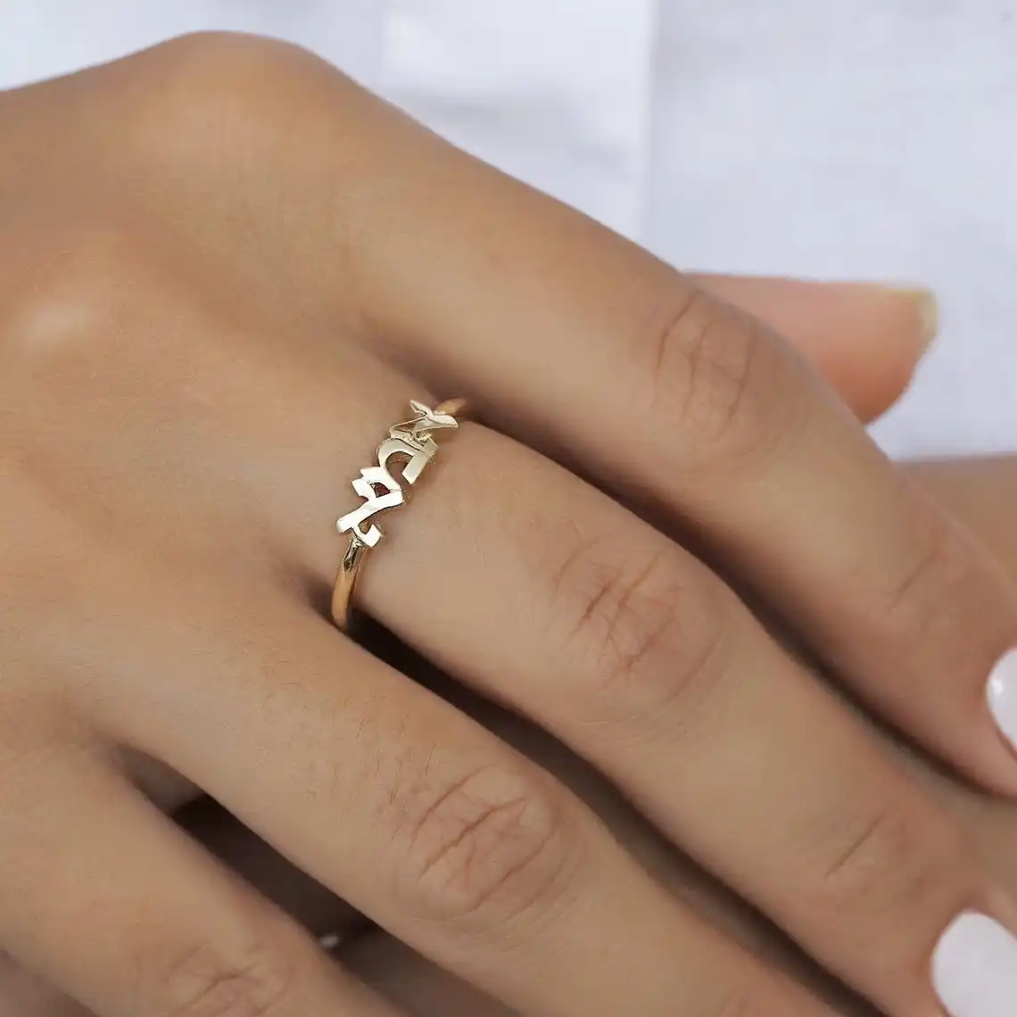 Custom Stainless Steel Rings Women Hebrew Ring Gold Blessing Ring Judaica Jewelry Personalized Birthday Gift