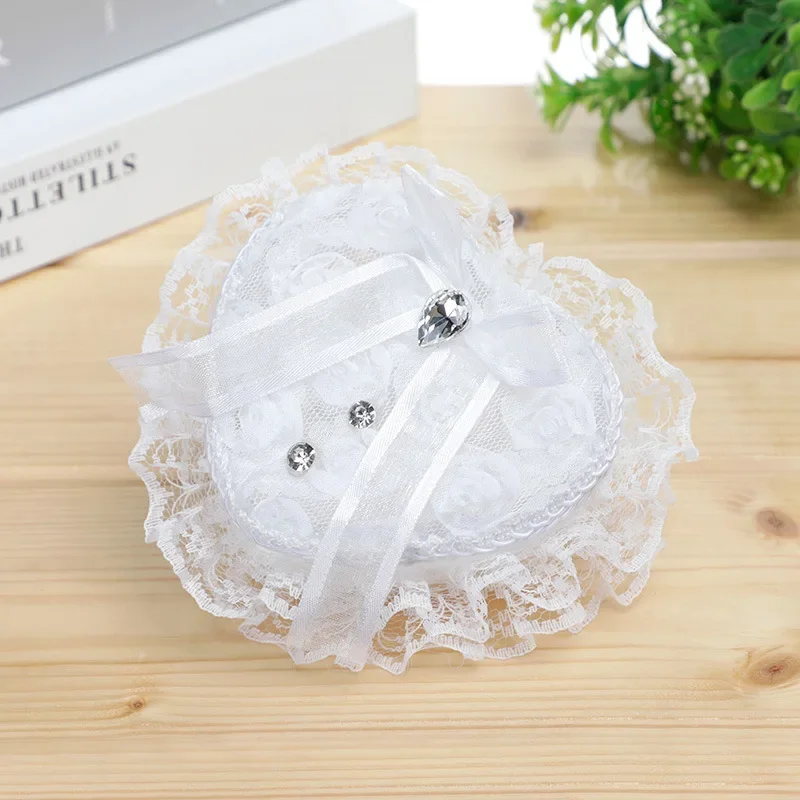 1PC Wedding Item Small Bridal Ring Pillow Wedding Ring Box Lace Love Ring Tray Wedding Bridal Accessories Storage Box