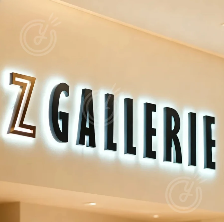 لافتات علامة شعار الأعمال ثلاثية الأبعاد واجهة المتجر المعدنية رسائل مضيئة في العبرية الجمال صالون كبير الإعلان الخلفية Façade Led