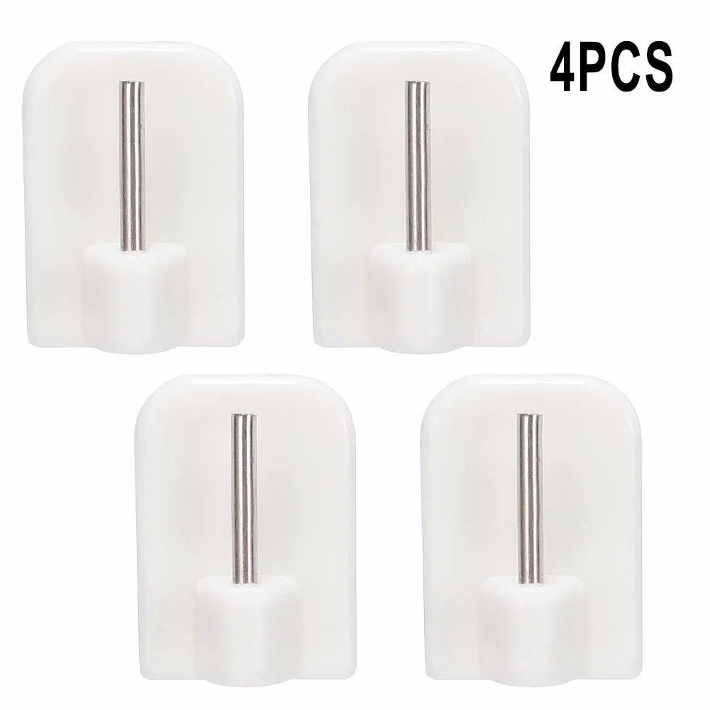 4/8/12PCS Curtain Hooks Self Adhesive Hooks Curtain Rod Hook Bracket White For Storage Rack Kitchen&Window Bath Door Wall Hanger