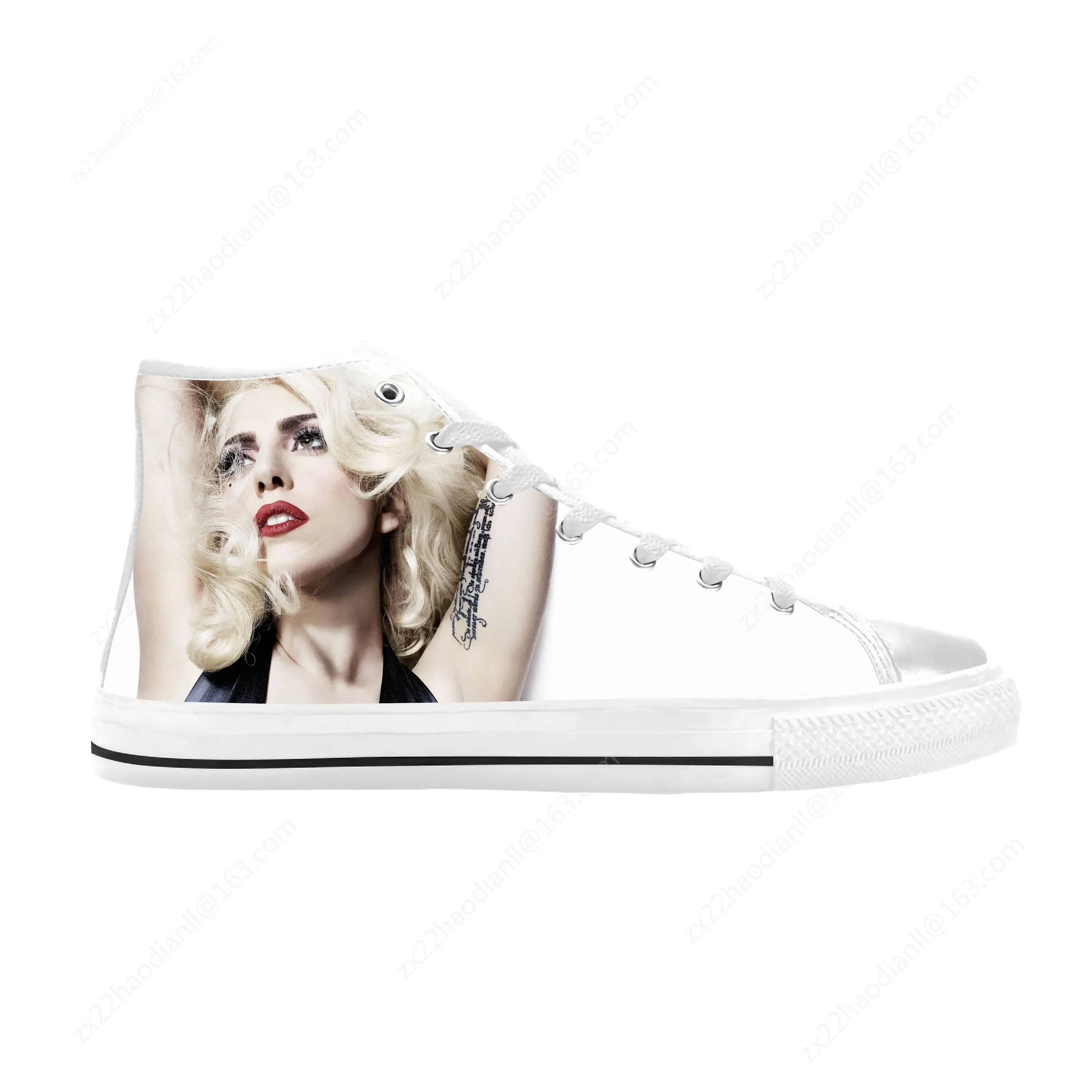 Lady Gaga Pop Singer Music Cute Fashion Popular Casual Cloth Shoes High Top Comfortable Breathable 3D Print Men Women Sneakers