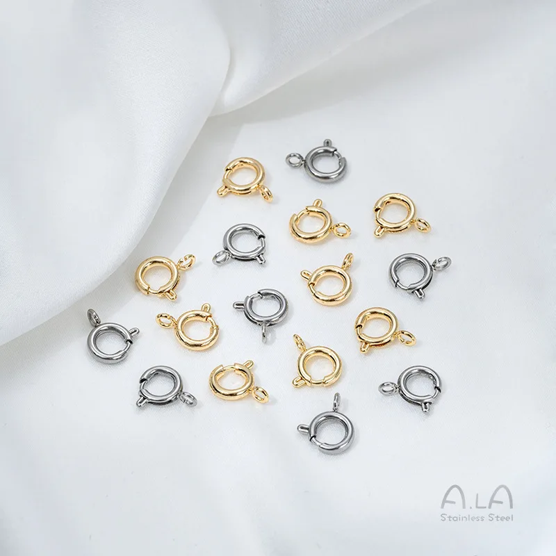 Titanium Steel Spring Buckle Fine Throw Round Q Buckle Slingshot Buckle DIY Hand Necklace Jewelry Connection Ending Accessories