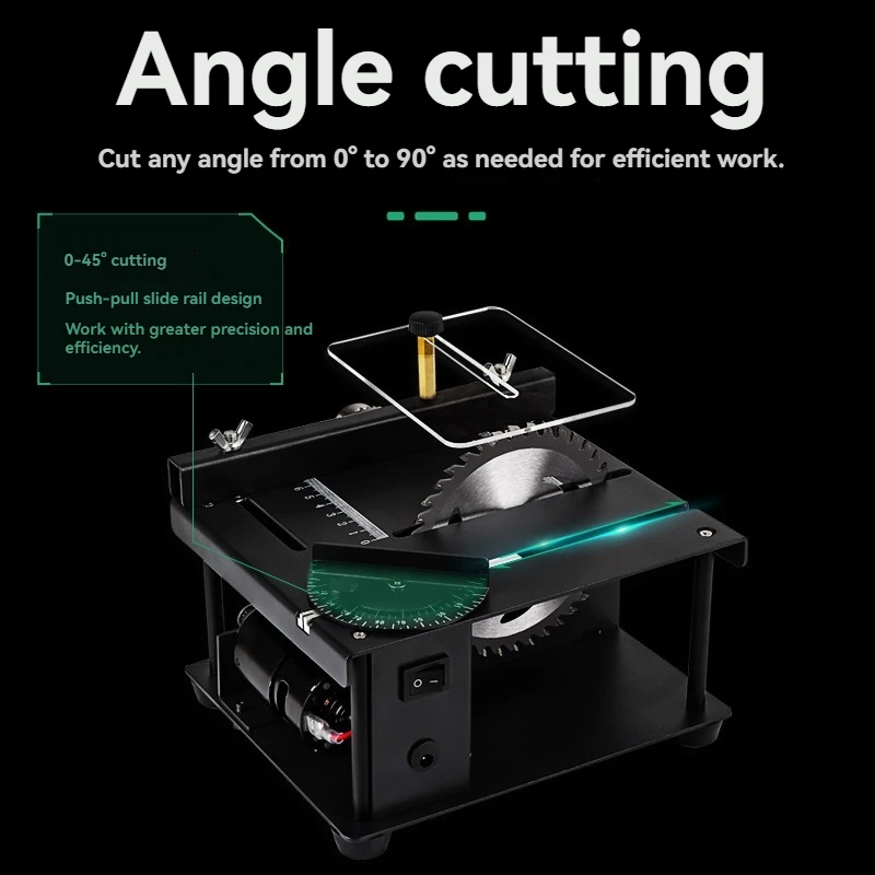 Multifunctional Mini Table Saw 110mm 0-90° Cutting For Metal Hardwood Plastic Acrylic DIY Woodworking Tool