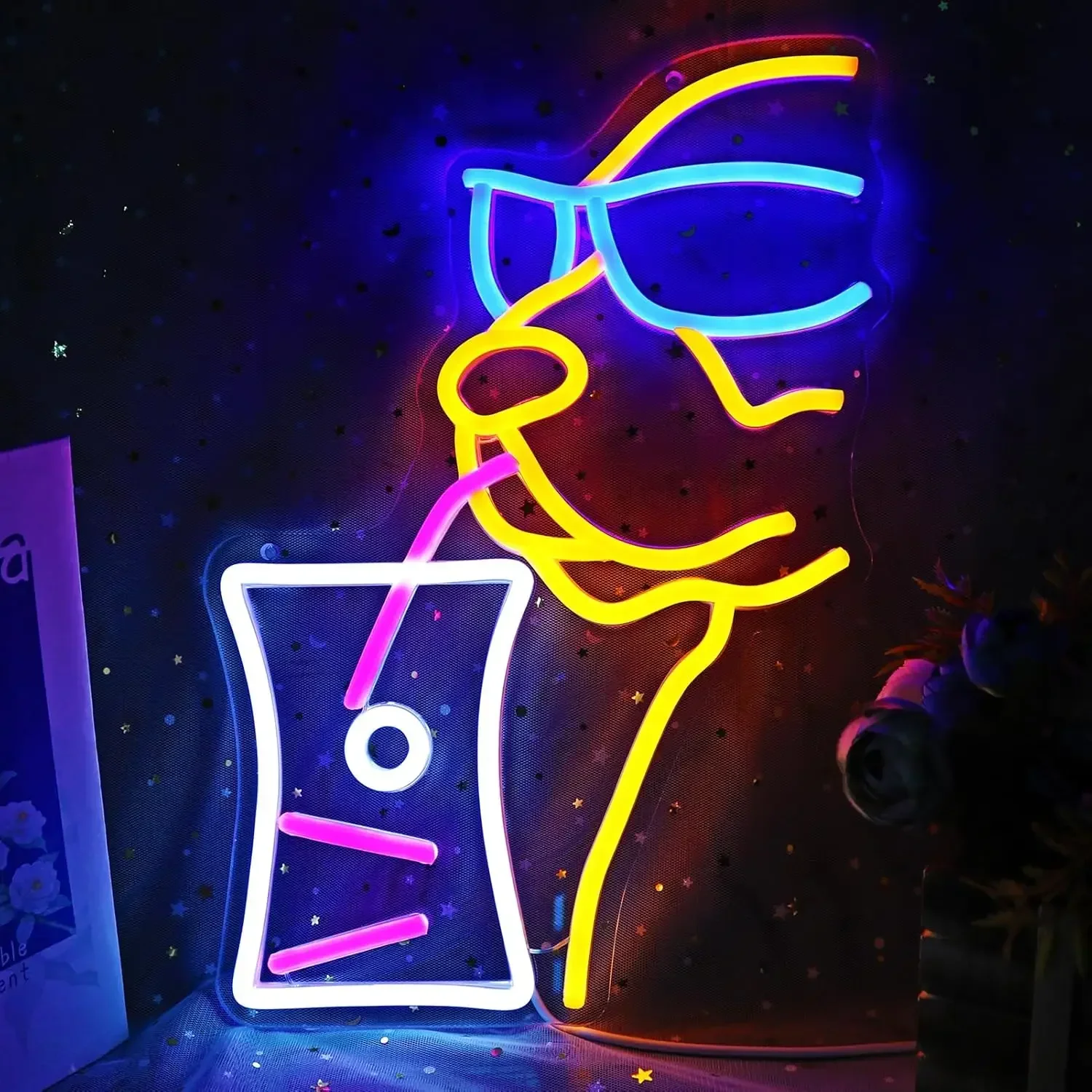 Cocktail Neon Sign LED Wall Art USB Powered  Martini Glass Theme Decor Bar Party Kitchen Aesthetic Hanging Light