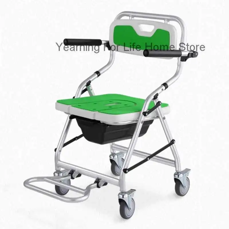 

Elderly Minder Bathroom Chair Designer Space Saving Wheels Medical Stool Foldable Bedroom Disabled Silla Plegable Home Furniture