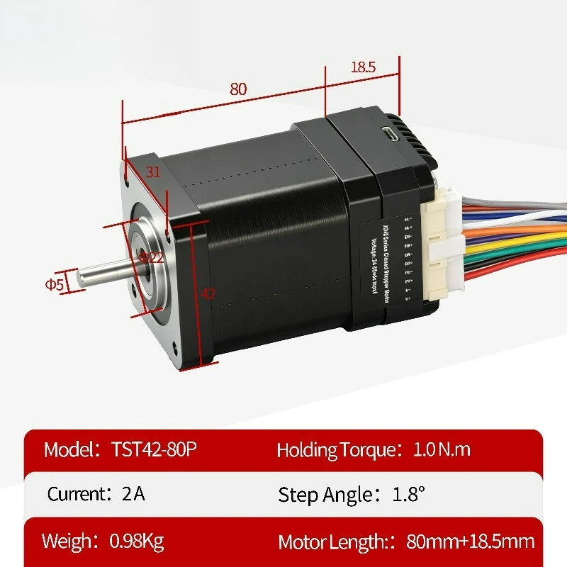 42x42x80+18.5mm 1NM Nema 17 Closed Loop Integrated Stepper Motor Driver for 3D Printer Engraving Machine