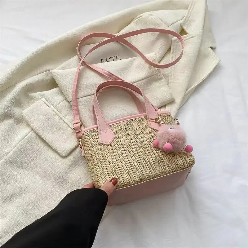 Straw Bag with Drawstring Braided Bucket Bag French Fashion Leisure Holiday Beach Niche Design Unique New Style 2024