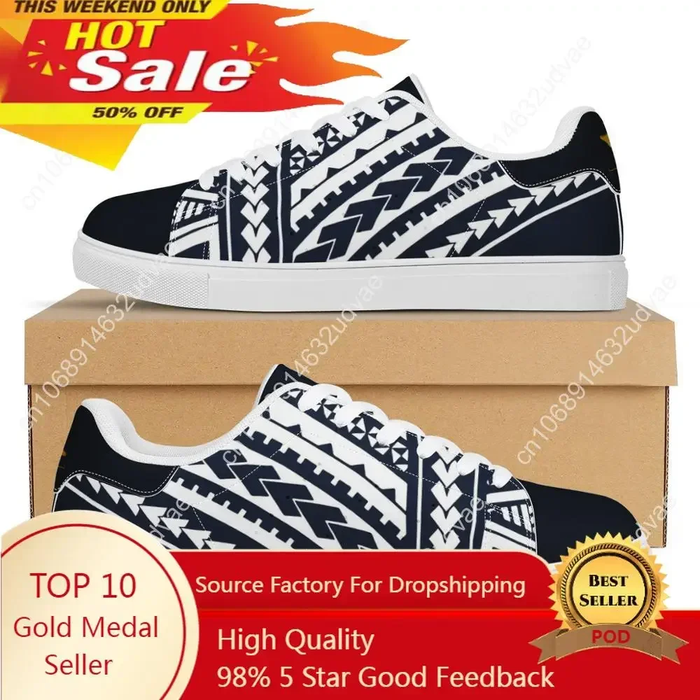 Polynesian Samoan Triboa Tribal Flat Sneaker para mulheres, Moda personalizada, Caminhada calçados esportivos, Tênis leves, Venda quente