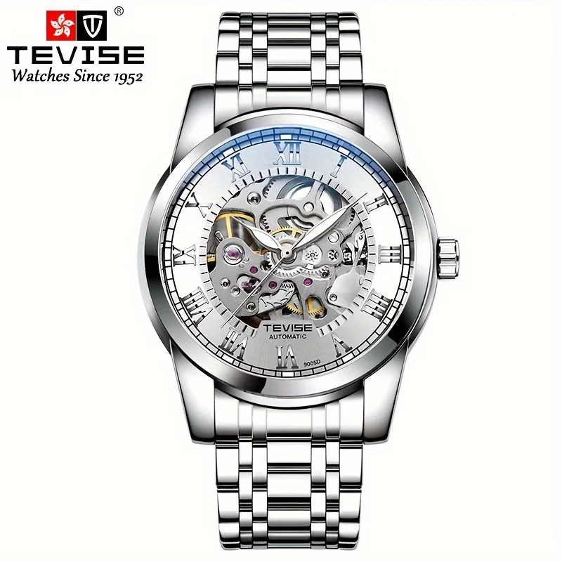 Tevise Mechanical Watch for Man Business Watch HOLLOW Wristwatch Automatic Watch Gold Luxurious Watch