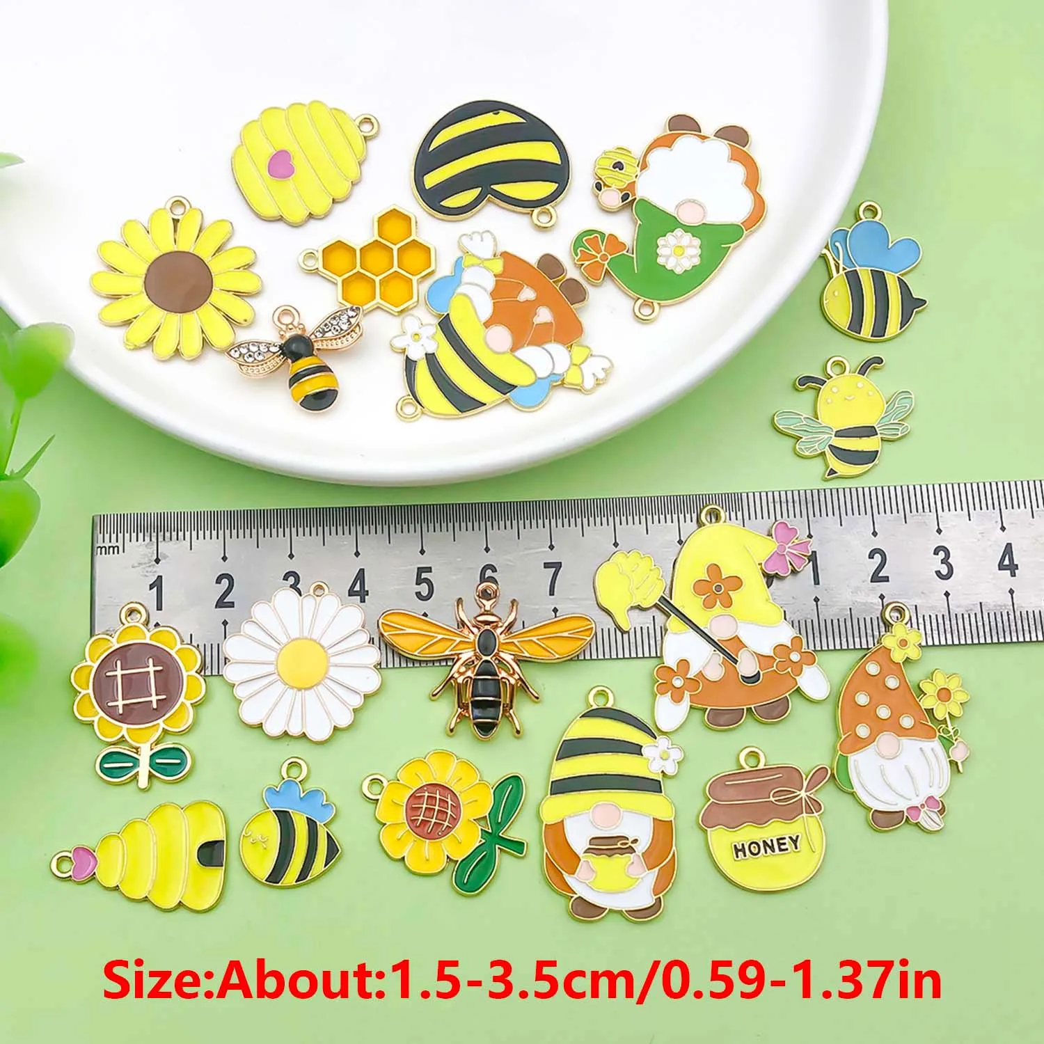 10/20 قطعة المينا النحل ، العسل ، قزم ، زهرة سحر سبيكة النبات ، الحشرات المعلقات ل سوار ذاتي الصنع قلادة صنع المجوهرات الإكسسوارات #2