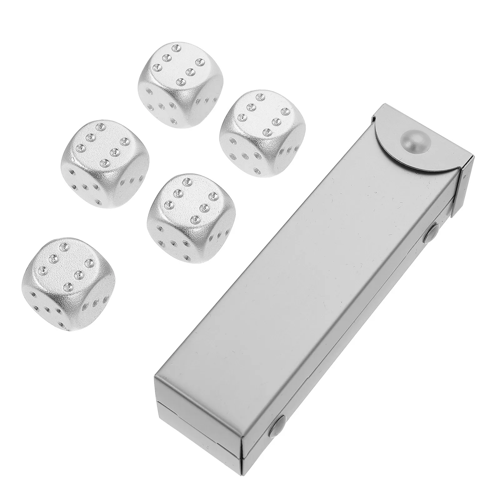 Metal Polyhedral Dice Set Silver Aluminum Alloy Lightweight Tabletop Game Props for Parties and Decor
