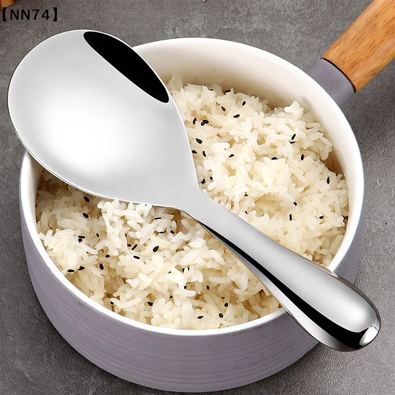 Thicken Stainless Steel  Spoon Japanese Style Long Handle Rice Cooker Spatula Buffet Serving Scoop Kitchen Utensils For Home[J]
