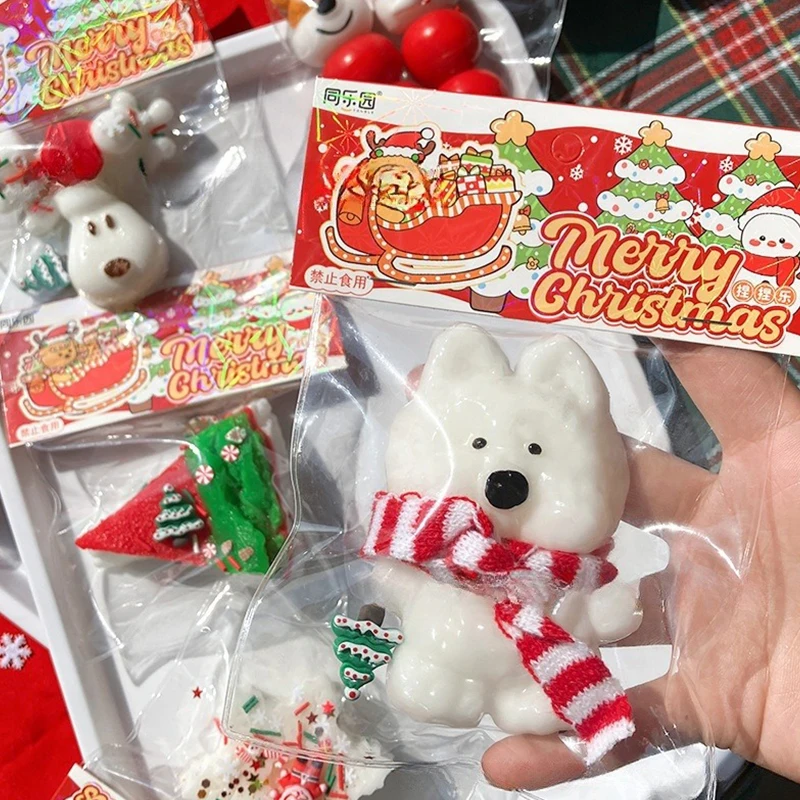 Juguete de rebote lento para apretar de Navidad, árbol de Navidad, bonito juguete de descompresión de garra de gato Haws confitado, juguetes Mochi suaves para chico y adulto, regalos