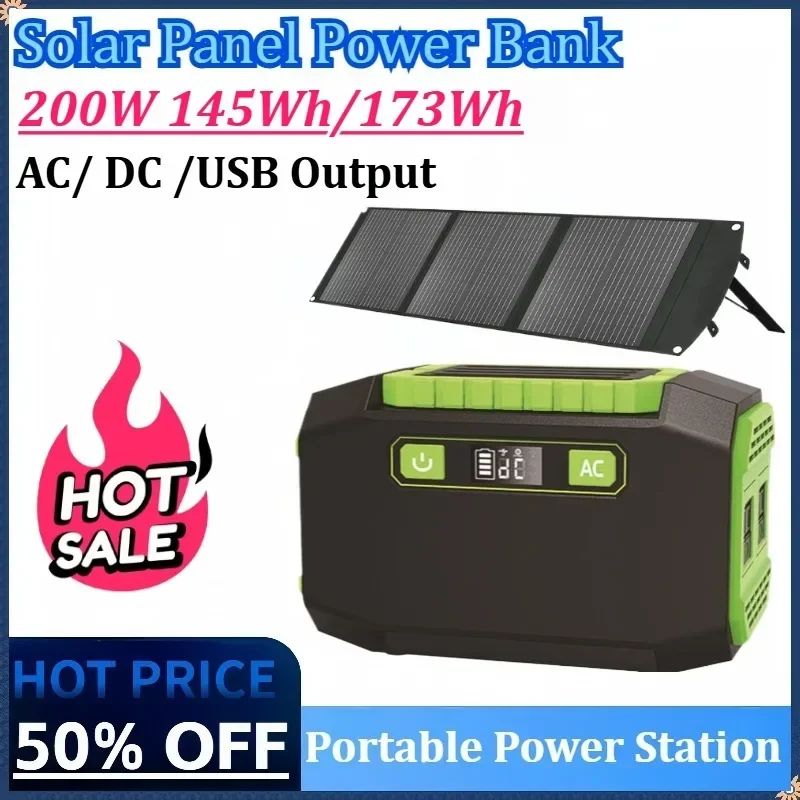 200W 145W/173Wh 220V/110V 39Ah Pembangkit Listrik Portabel Generator Surya Bank Daya Seluler Darurat Luar Ruangan untuk LED Daya Berkemah