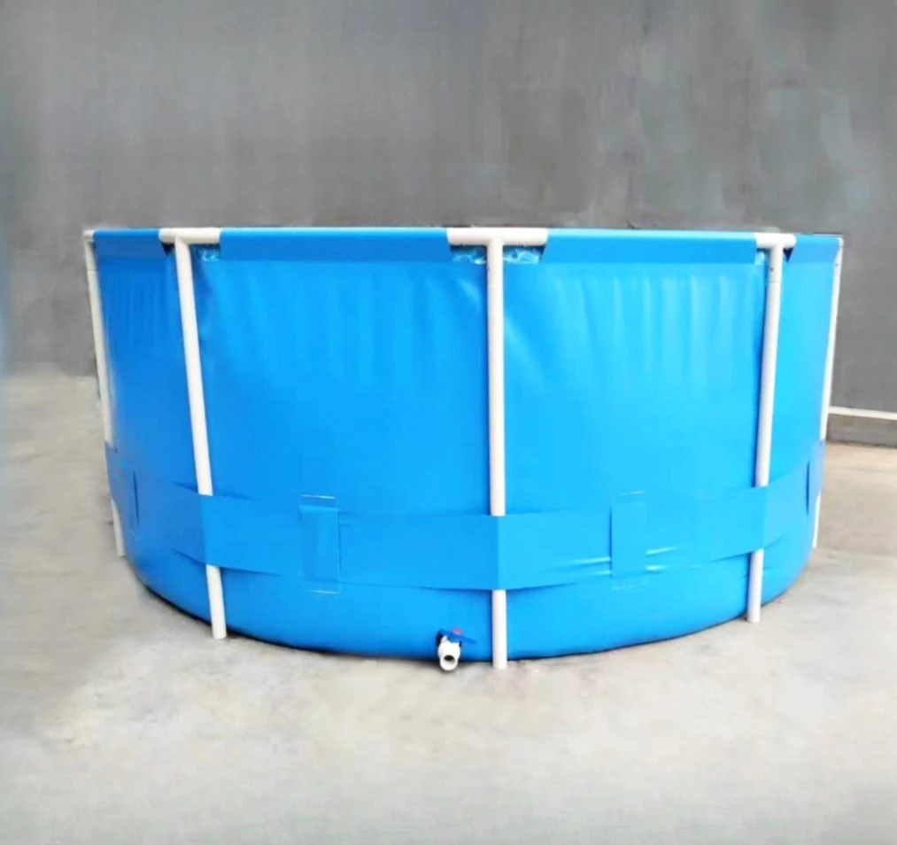 2025 맞춤형 원형 두꺼운 지지대 캔버스 PVC 어항 (잉어 사육용), 야외 접이식 이동식 수영장