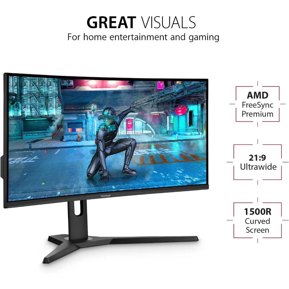 Monitor da gioco OMNI VX3418-2KPC 34 pollici ultra wide curvo 1440p 1ms 144Hz con sincronizzazione adattiva, cura degli occhi, HDMI