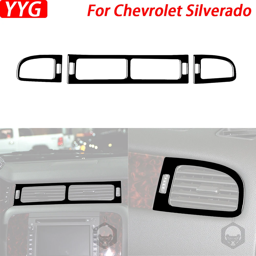 For Chevrolet Silverado Tahoe GMC Avalanche LTZ Sierra SLT 2007-2013 Piano Black Central Air Conditioning AC Outlet Car Sticker