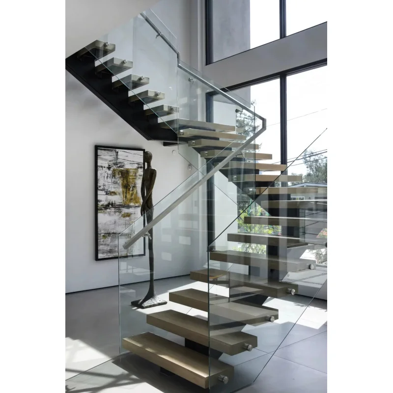 custom.CBMmart Indoor L-Shaped Staircase Marble Stairs Steps Stair Parts Solid Wood Steel Wrought Iron Floating Stairs