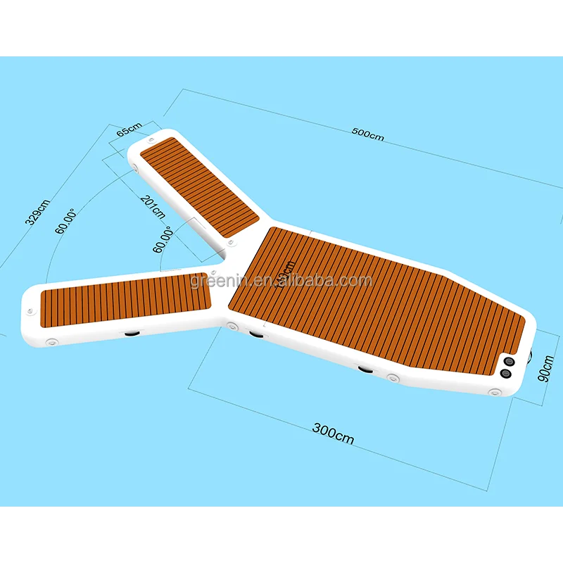 High Quality Dropstitch Inflatable Water Jet Ski Y Dock Floats Pontoon Boat Grey Floating Dock Platform