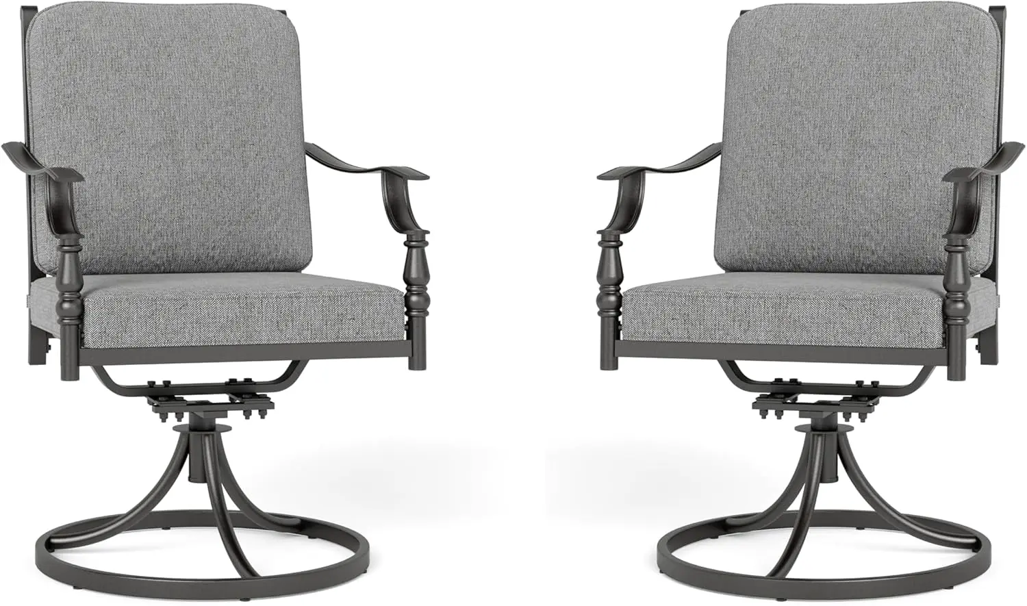 

Outdoor Patio Swivel Dining Chairs Set of 2, Heavy Duty Patio Dining Chairs with Thickened Cushions, Wrought Iron Deck Chairs