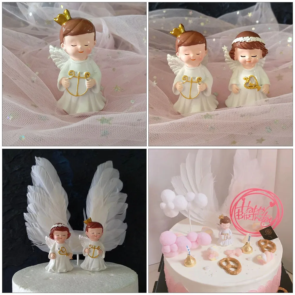 

1Pcs Lovely Cartoon Resin Cake Topper Angel Shaped Adornment Creative Table Desk Bookshelf Dining Room Decor Gift