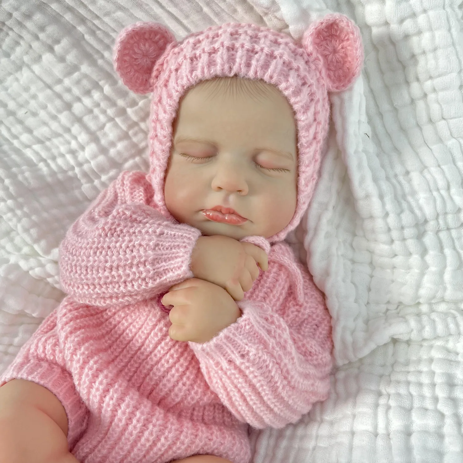 Bambola Reborn BZDOLL Addormentata 19 Pollici con Corpo in Stoffa, Realistica 48 CM, Pelle 3D, Aspetto Naturale, Regalo di Compleanno per Ragazze