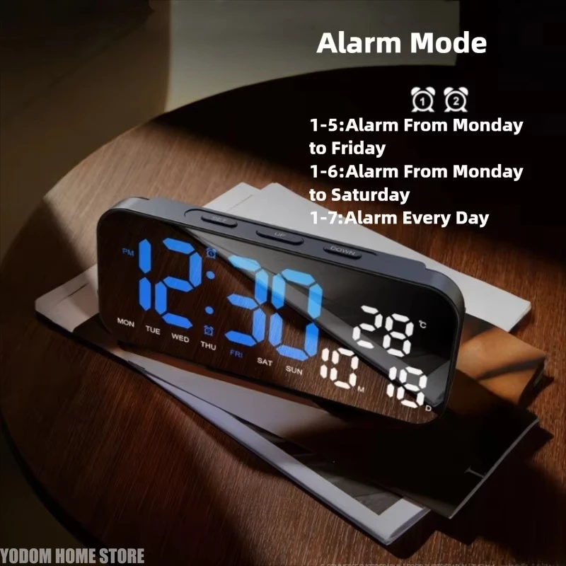 

Цифровой будильник с питанием от USB, дата TEMP 2, таймер будильника, обратный отсчет, настольные часы, 12/24 часа, светодиодные настенные часы с автоматической регулировкой яркости