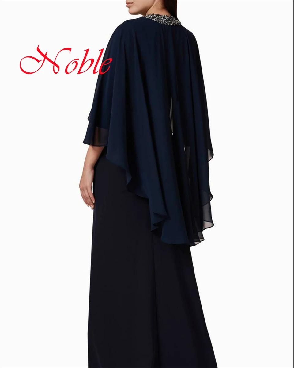 

Customized Classic Black Jersey Evening Dress Temperament Crew Neck Shawl Sleeveless Zipper Back Crystal Special Occasion Gowns