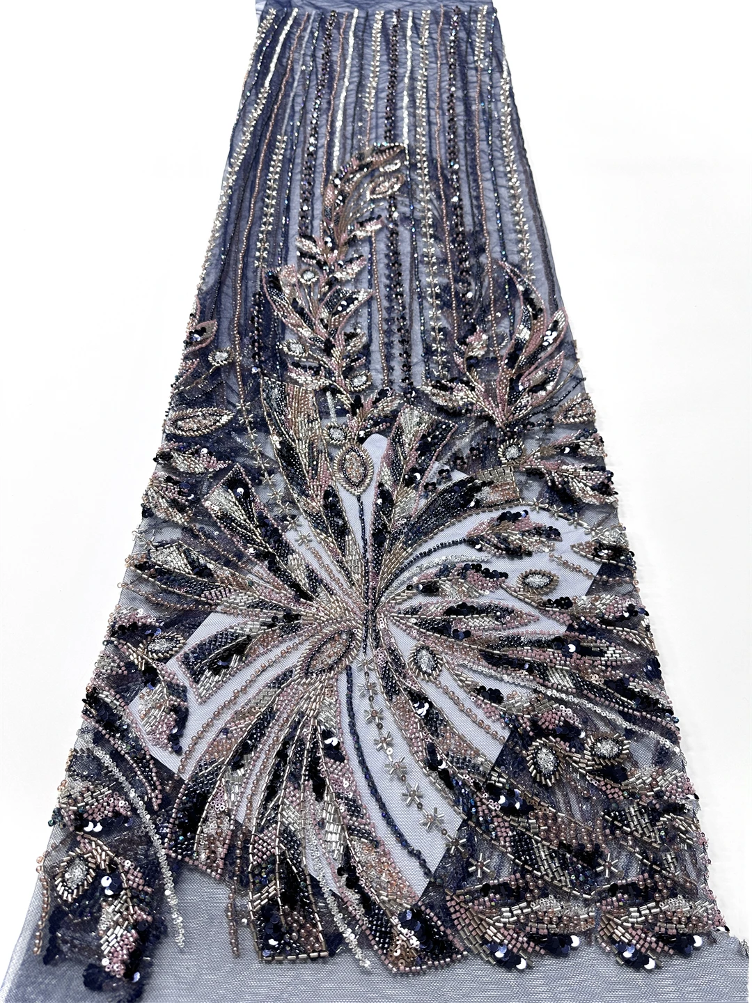 African Lace Fabric 2026 Beaded Lace Fabric With Sequins Nigerian Bridal High Quality Embroidery Tulle Lace Fabric For Wedding