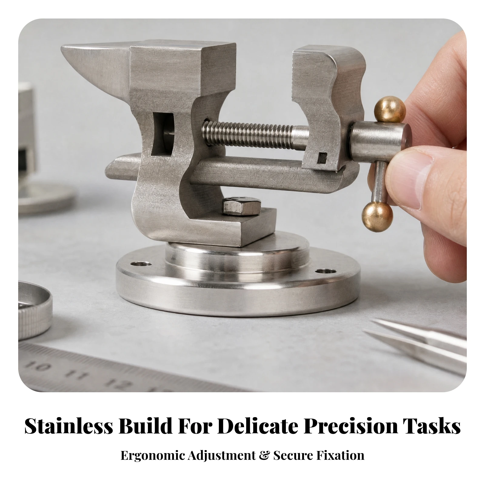 Stainless Steel Bench Vise Sturdy 1-Inch Bench Vise Workholding Tool Multi-Purpose High-Strength for Small Repairs