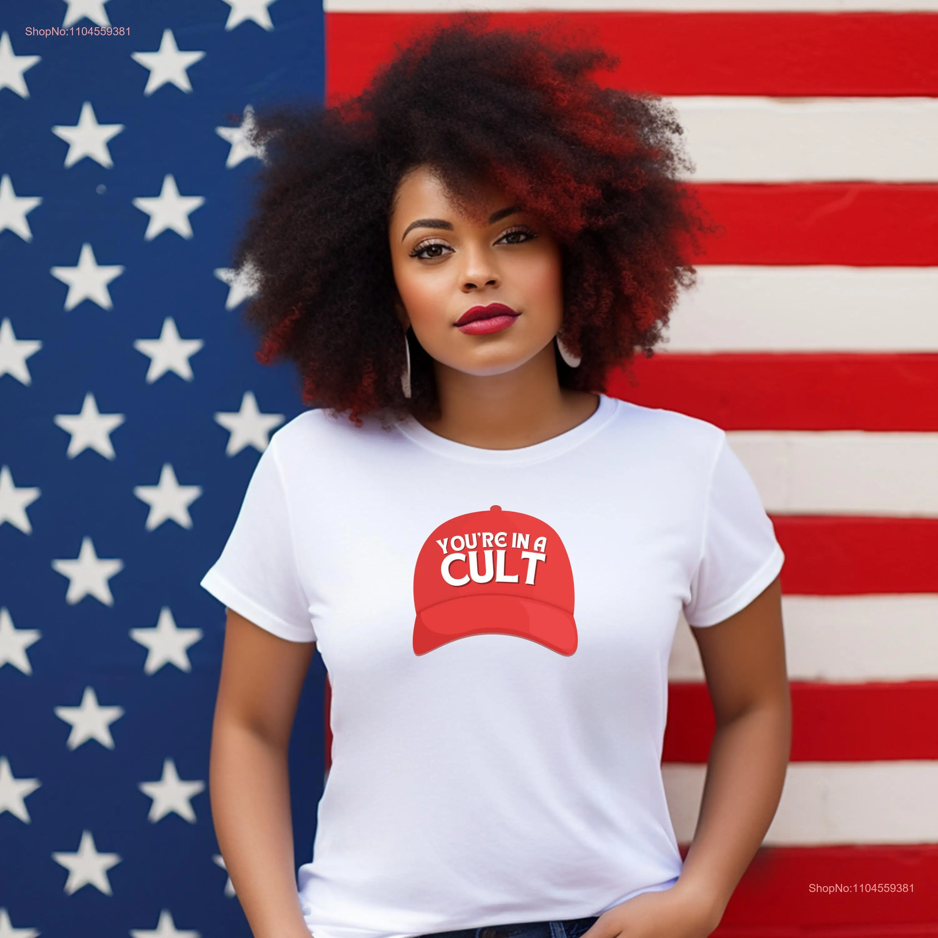 Heavy Cotton T Shirt Funny Anti Cult Red Hat People Reminder Gender Neutral Political Brainwashed long or short sleeves