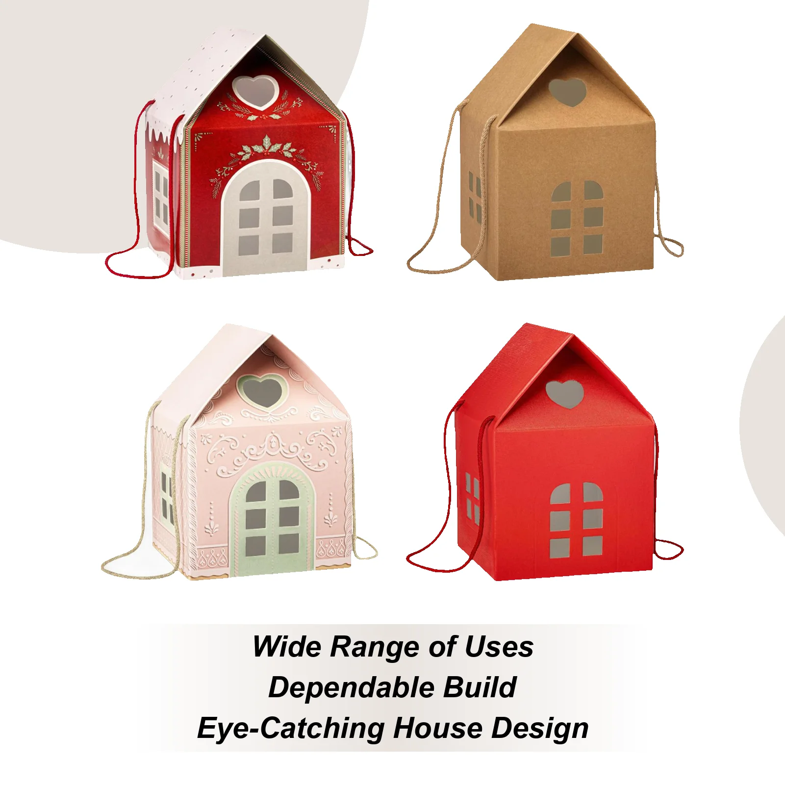 Cajas de galletas navideñas con forma de casa, contenedor de papel para aperitivos, caja para envolver dulces navideños para recuerdos de fiesta de frutas y Chocolate