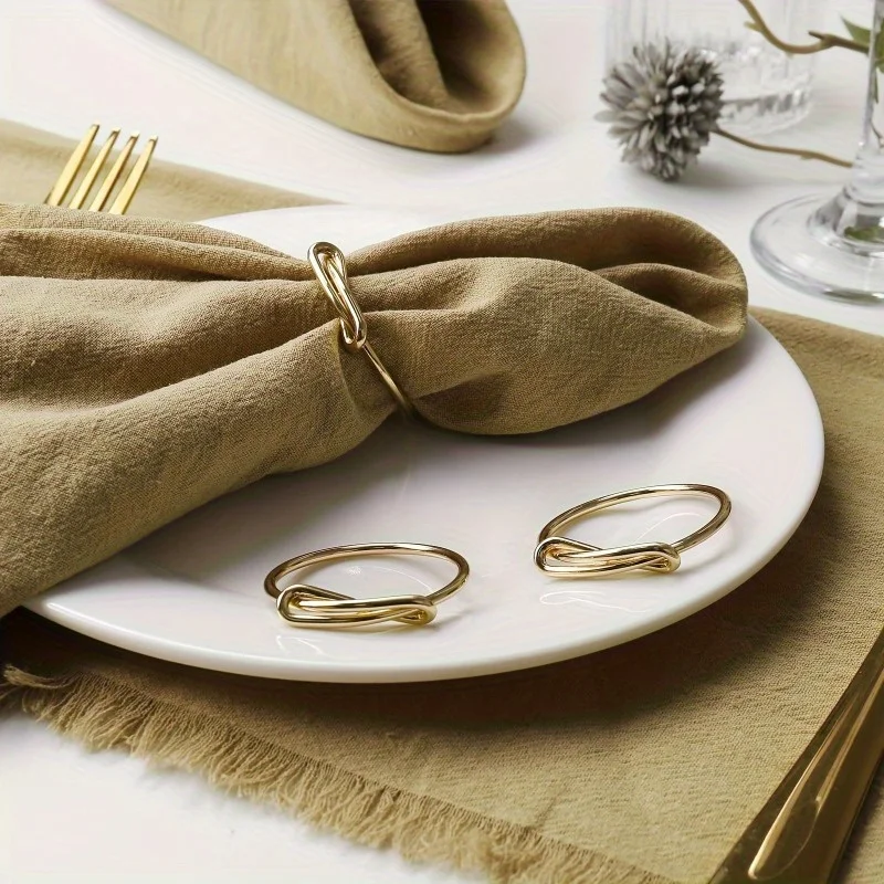 Anneau de serviette minimaliste noué, 6 pièces, porte-serviettes en métal robuste, décor moderne pour un coffret cadeau de mariage