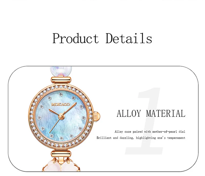UTHAI Exquisite Women's Quartz Watch European American High End Pearl Diamond Inlaid Mother of Pearl Dial Bracelet