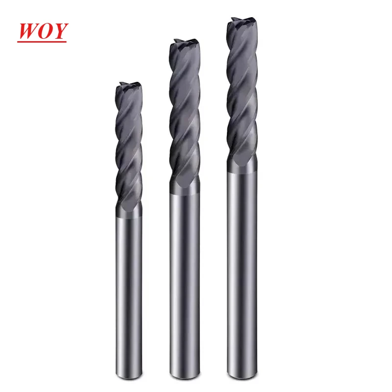 

WOY 4-Flute CNC Processing Diamond Coated Carbide Extended Straight Shank Round Nose End Mill Carbide Graphite