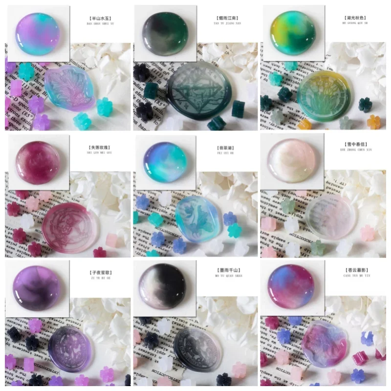60pcs Mixed Color Sakura Wax Seal Stamp Beads Jade Texture Translucent DIY Envelope Wedding Invitation Stamps Making Tools