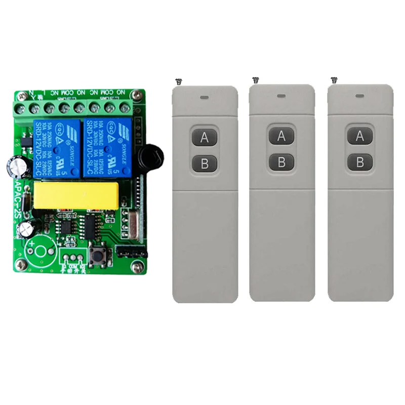 3000m Long Range Universal Wireless Remote Control Switch AC 220V RF 2CH 2 CH 10A Relay Receiver Module and RF Remote Controls