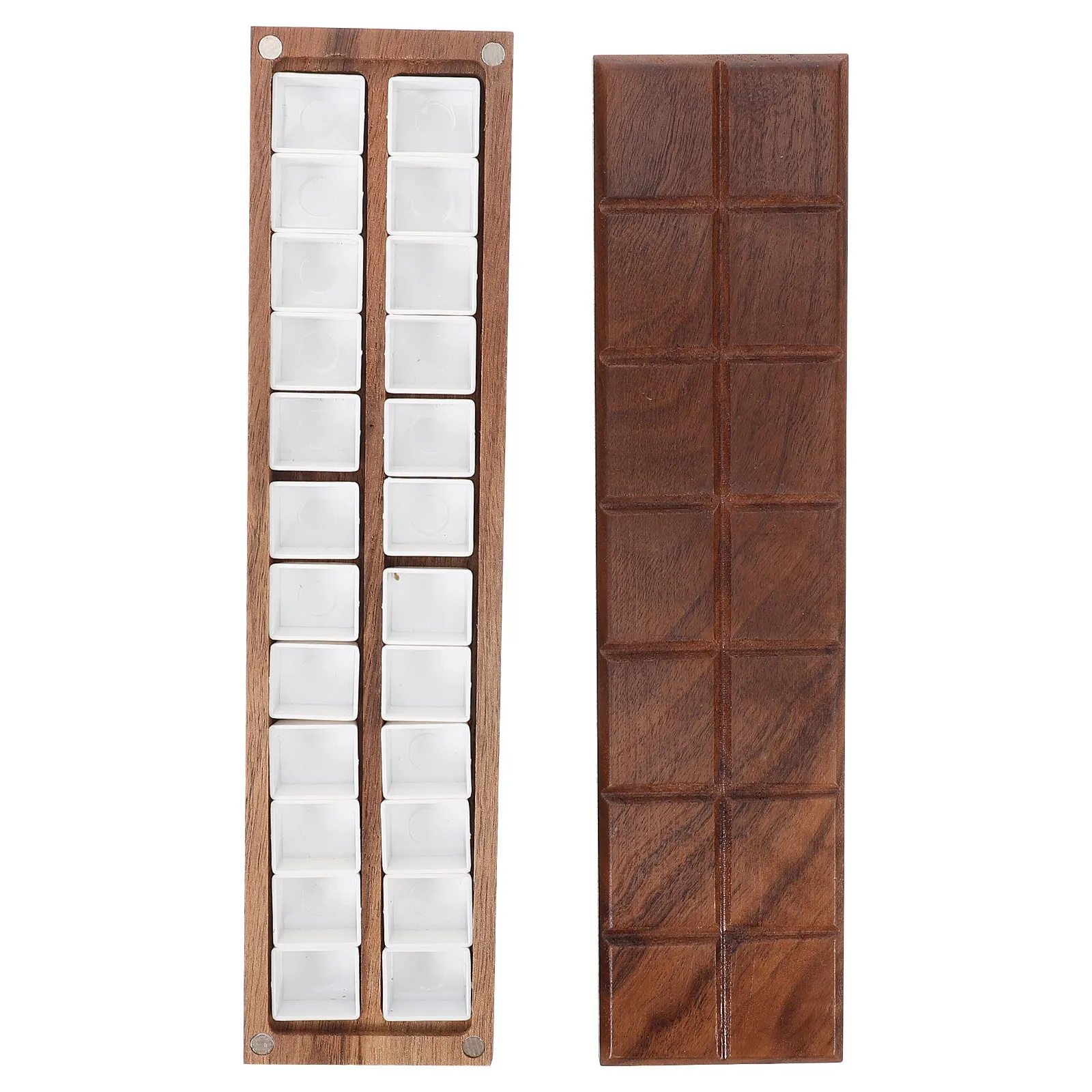 

Watercolor Pigment Box Wooden Plastic Paint Mixing Case Portable Lightweight Easy Clean Paint Palette for Art Painting Use