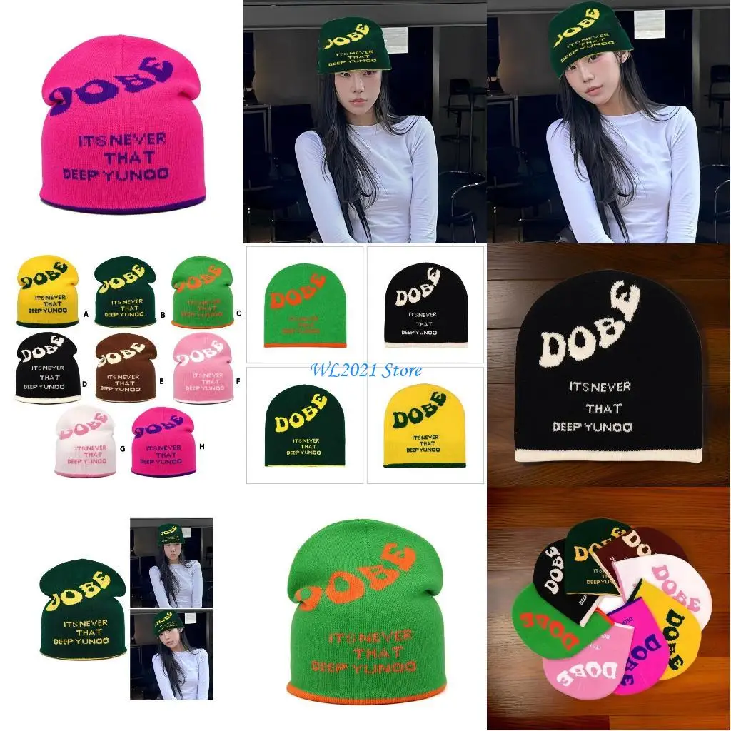 

G5GC Handmade Crochet Hat Letter Hat Teens Girl 2000s Winter Fashion Skull Hat