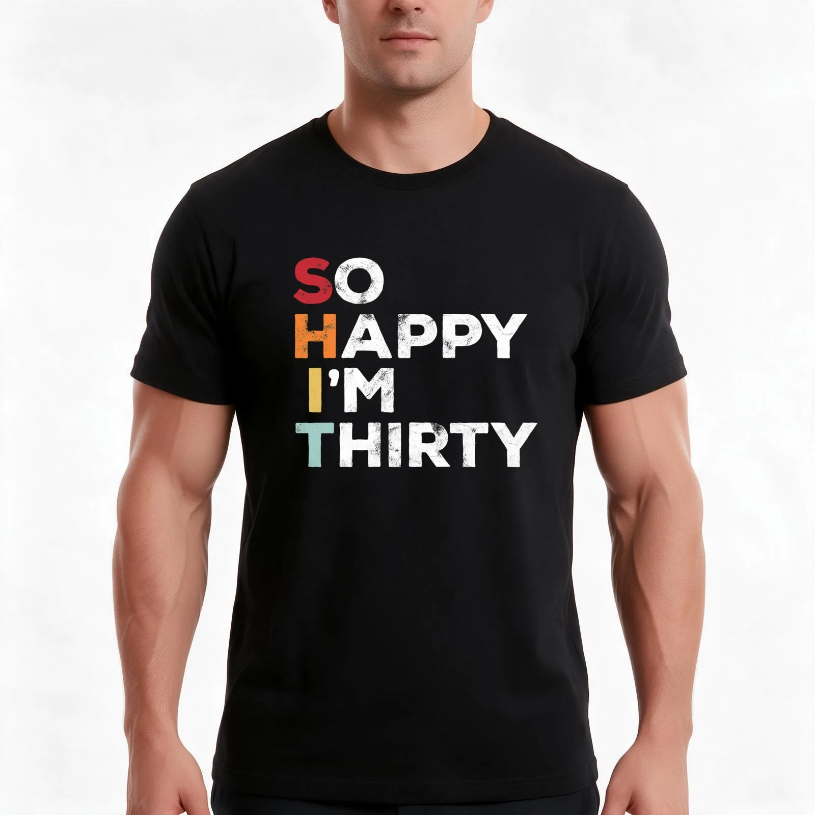 So Happy I'm Thirty - Vintage Funny 30th Birthday T-Shirt Summer Casual Cotton Tee Oversized Streetwear Tops Unisex Men Women