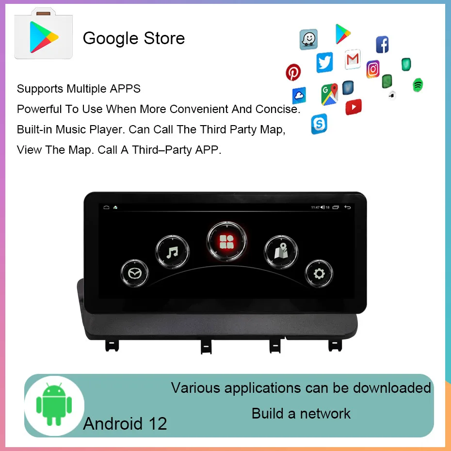 12.3 Inch Android 12 For MAZDA CX-9 CX 9 CX9 2016-2021 Car Radio Multimedia Video Player Navigation GPS 4G Wireless Carplay